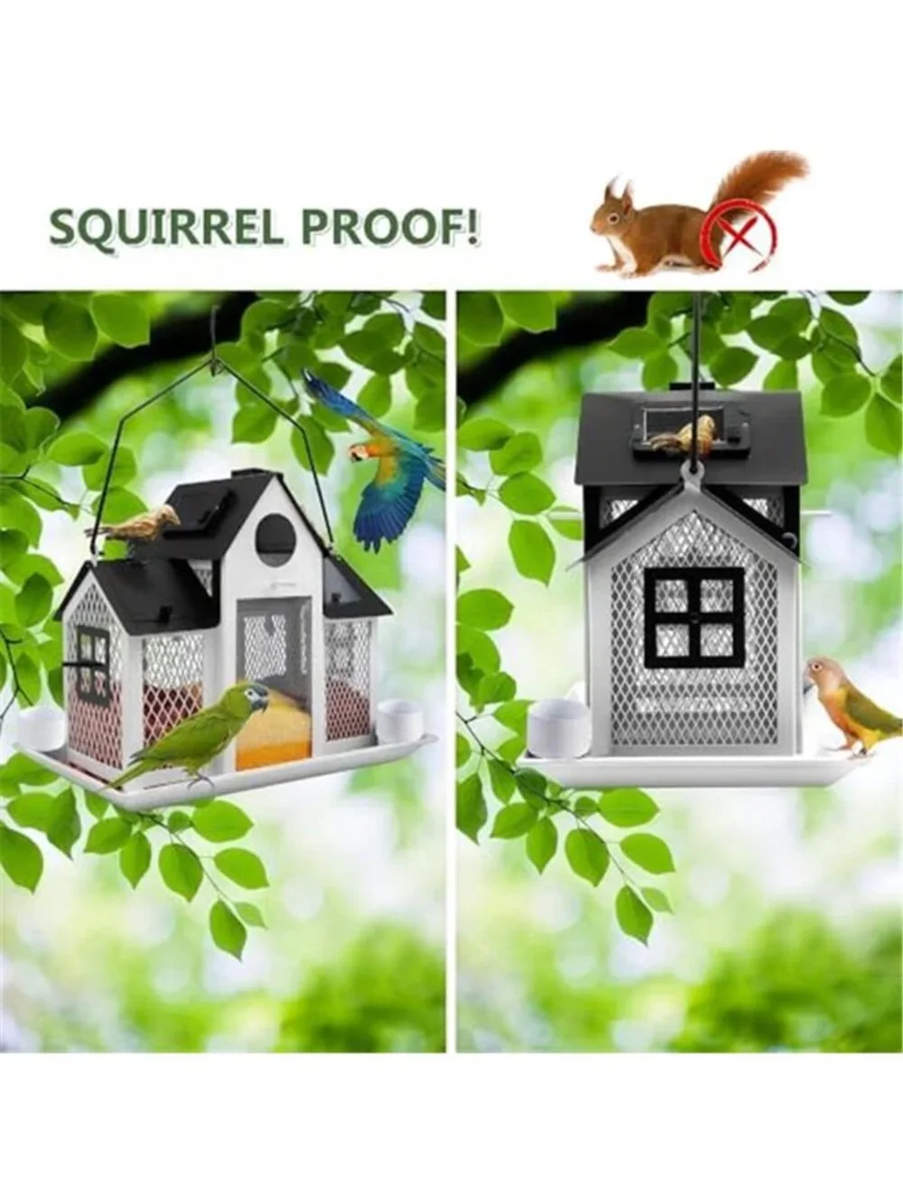 Solar Bird Feeders House for Outside Hanging, Metal Wild Bird Feeder for Outdoor